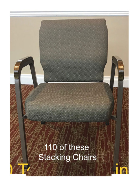 Used stacking church chairs for sale. Lot of 110 very nice used seats.